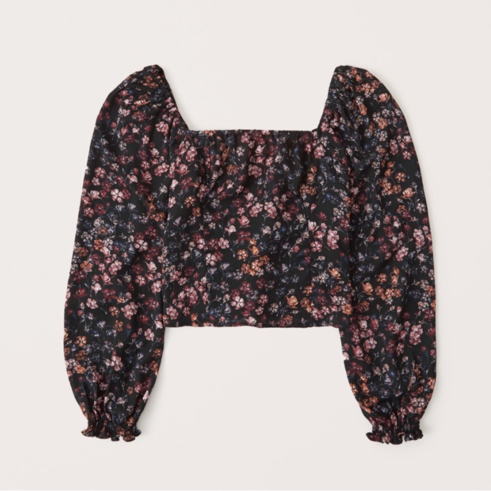 Abercrombie & Fitch Women's Long-Sleeve Squareneck Top size small in floral